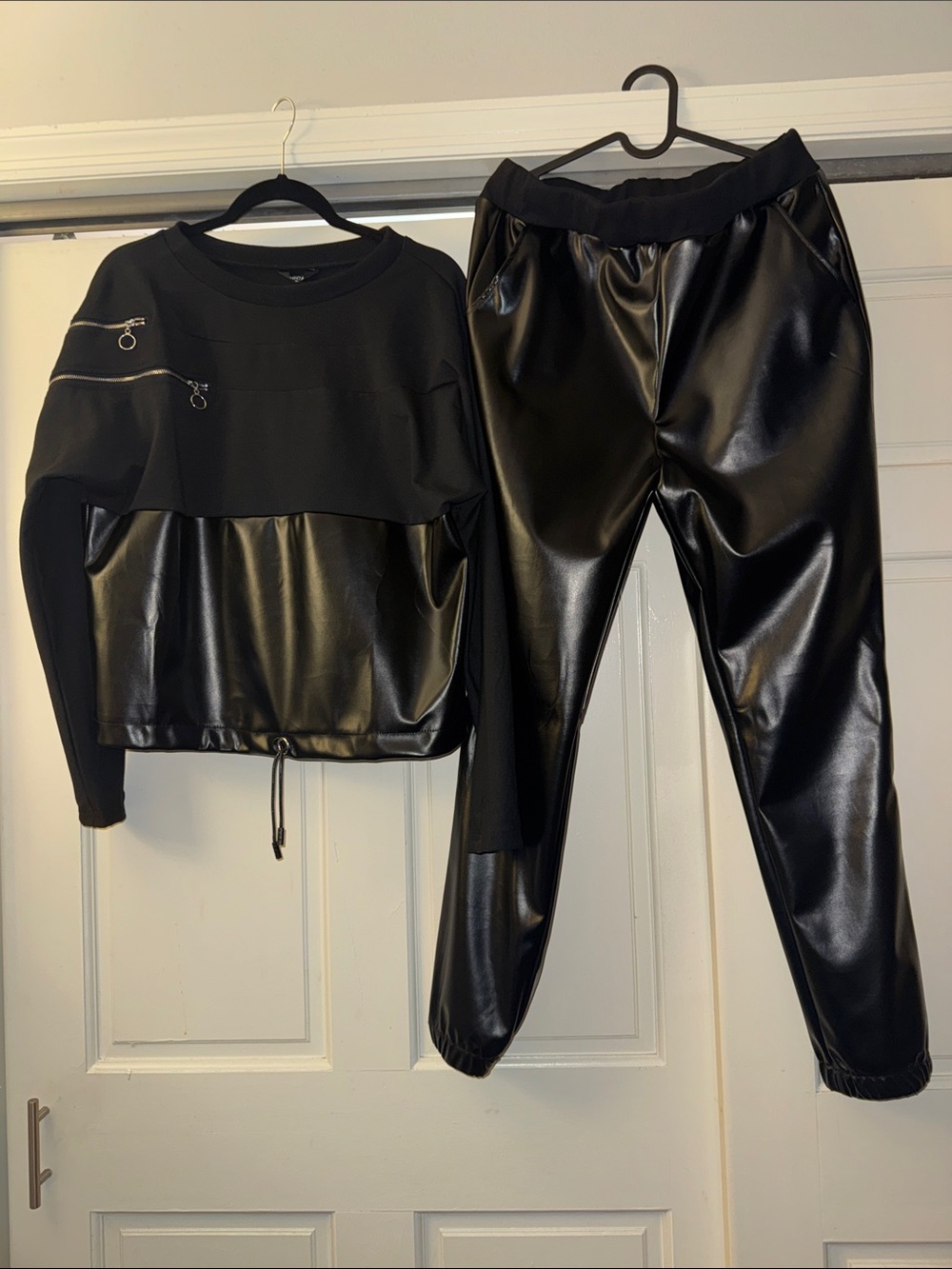 Black Faux Leather Jogger Pants - Stylish Women’s Pants
